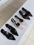 Belted Pointy Toe Slid On kitten Heels